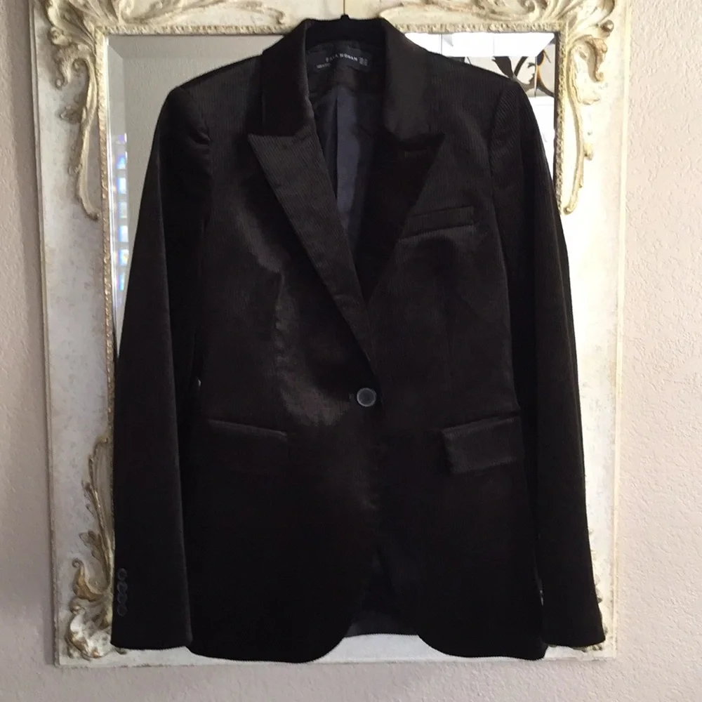 Zara Woman blazer. Smokey black corduroy. Size XS - Picture 1 of 4